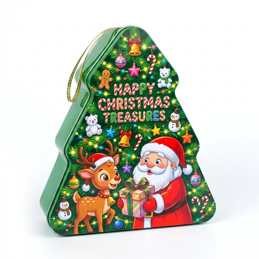 Wholesale Christmas Tree Chocolate Metal Boxes | Custom Holiday Tins