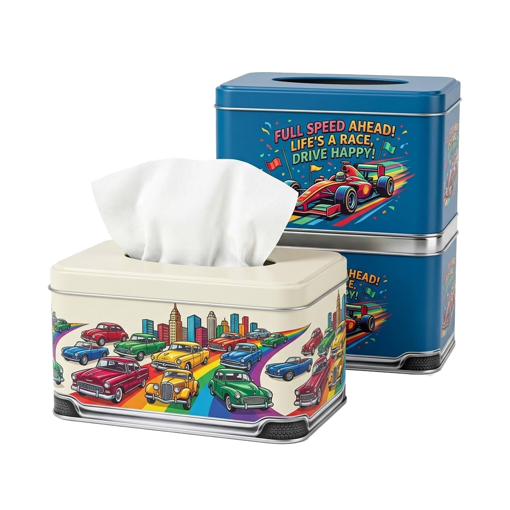 Metal Napkin Dispensers for Cafes | Rectangular Tissue Tin with Spring