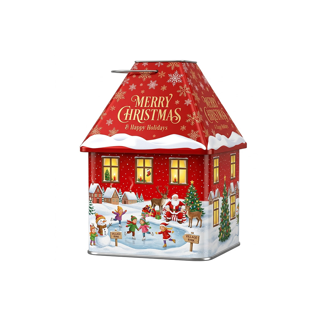 Nesting Christmas house tin sets | Custom Cottage Gift Tins