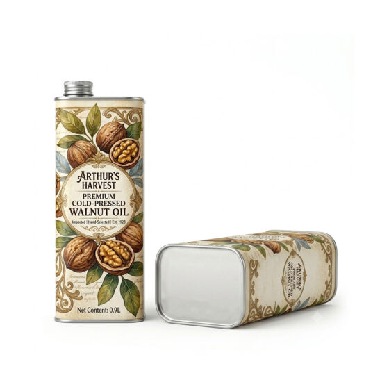 0.5L walnut oil tin can - airtight, light-proof metal container for premium nut oil from LAMPTOP