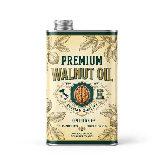 0.9L walnut oil tin can - airtight metal container for cold-pressed walnut oil from LAMPTOP