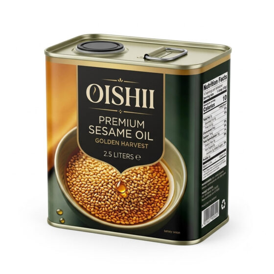 2.5L sesame oil tin can with food-grade rubber pull cap - airtight, light-proof square metal container for premium sesame oil from LAMPTOP
