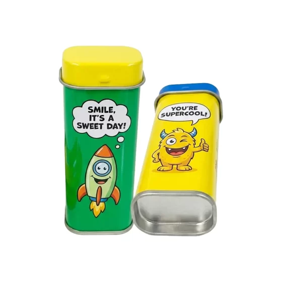 Custom mint metal tin box with hinged lid - small rectangular airtight container for breath mints and candy Custom mint metal tin box with hinged lid - small rectangular airtight container for breath mints and candy