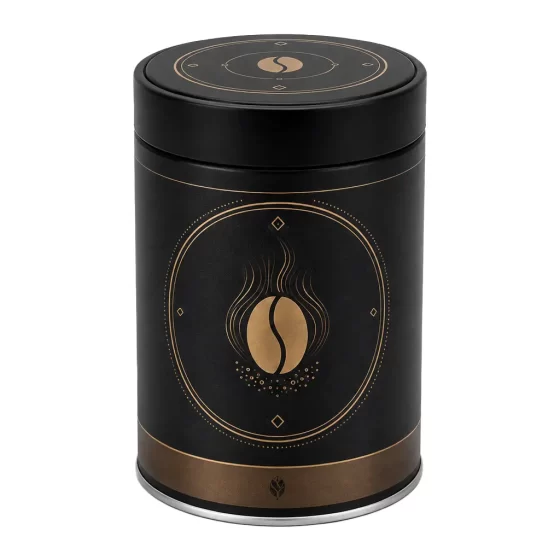 Airtight black coffee tin can for coffee beans