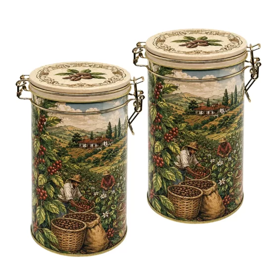 Factory airtight coffee tin box with mechanism closure Factory airtight coffee tin box with mechanism closure