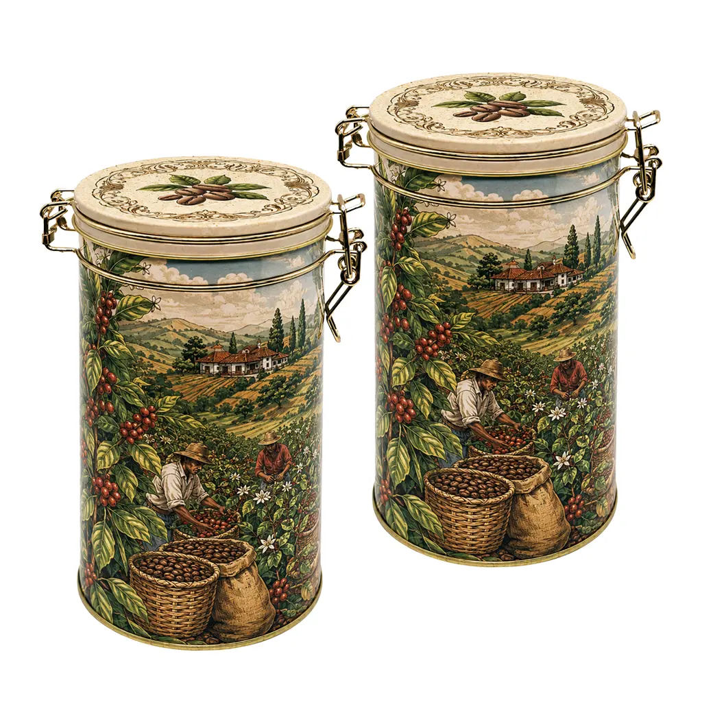 Factory Airtight Storage Container Coffee Tin Box With Mechanism Closure