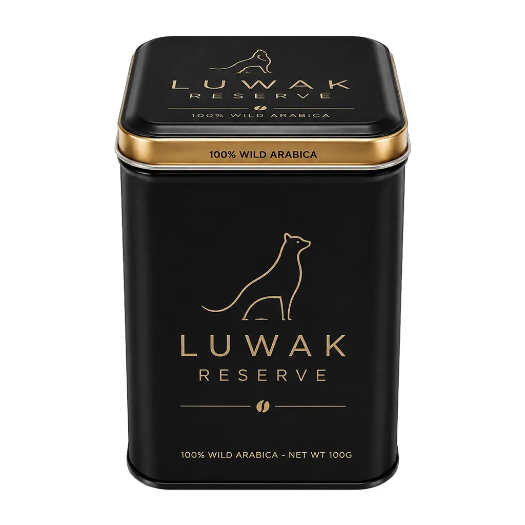 Custom Coffee Tin Box | Luwak Square Metal Coffee Can