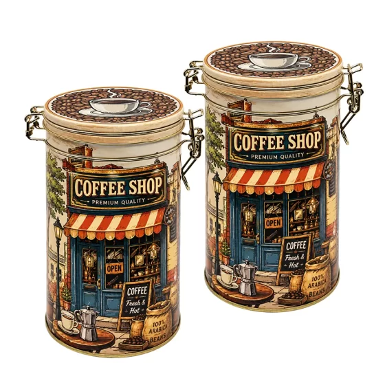 Factory airtight coffee tin box with mechanism closure Factory airtight coffee tin box with mechanism closure