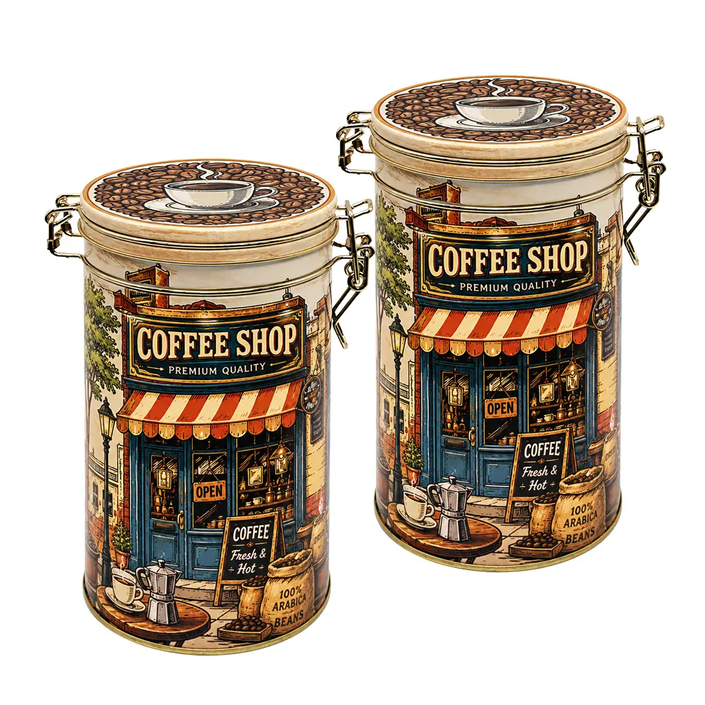 Custom Airtight Coffee Tin Box with Mechanism Closure