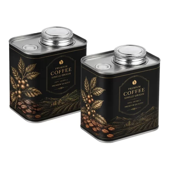 Wholesale custom coffee tin box with one-way valve Wholesale custom coffee tin box with one-way valve