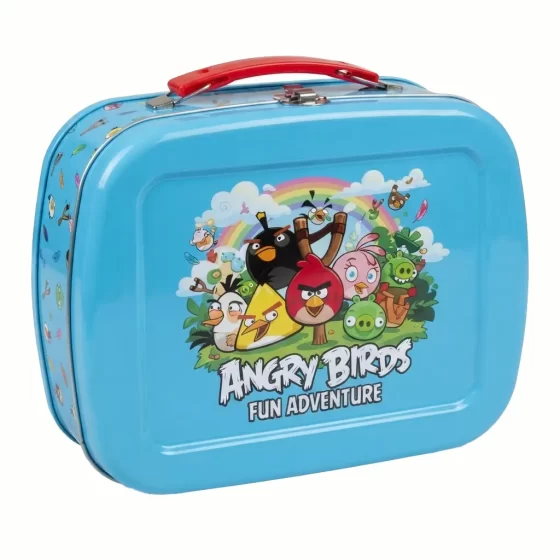 Custom metal lunch tin box with handle and hinged lid Custom metal lunch tin box with handle and hinged lid
