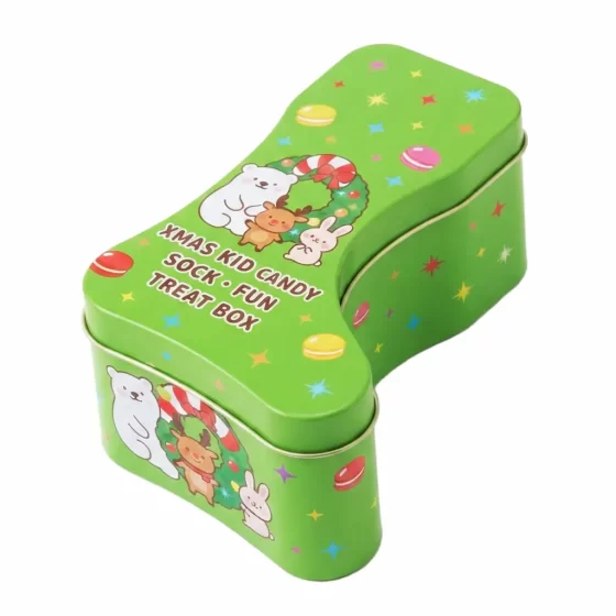 Christmas stocking tin box for candy and holiday gifts Christmas stocking tin box for candy and holiday gifts